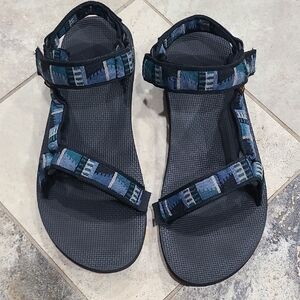 Teva Blue and Black Strapped Sandals
